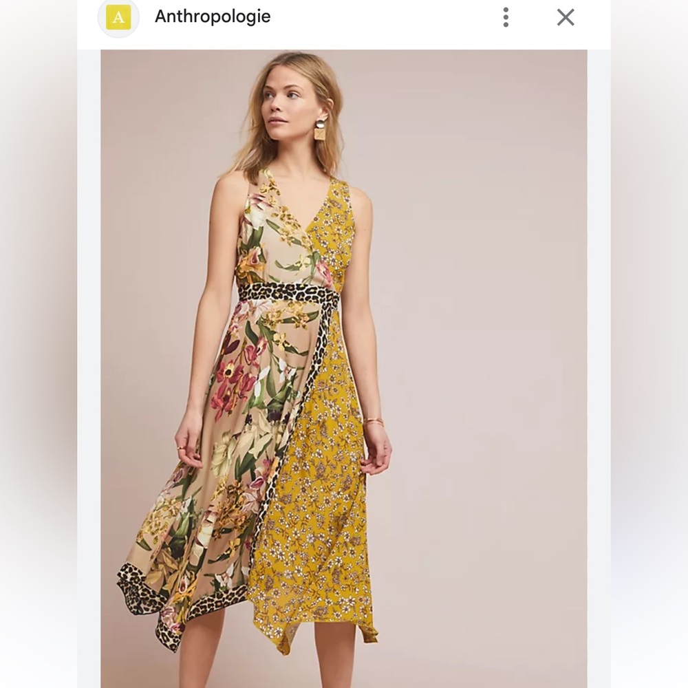 Anthropologie x Kachel Silk Patterned Dress